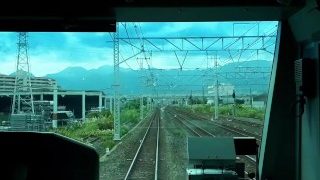 【前面展望】东海道线 快速アクティー 东京→热海　(なかなか抜けない貨物列車)