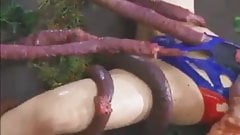 Girl caught by worm