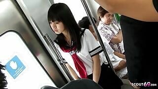 Public Gangbang in Bus – Asian Teen get Fucked by many old Guys
